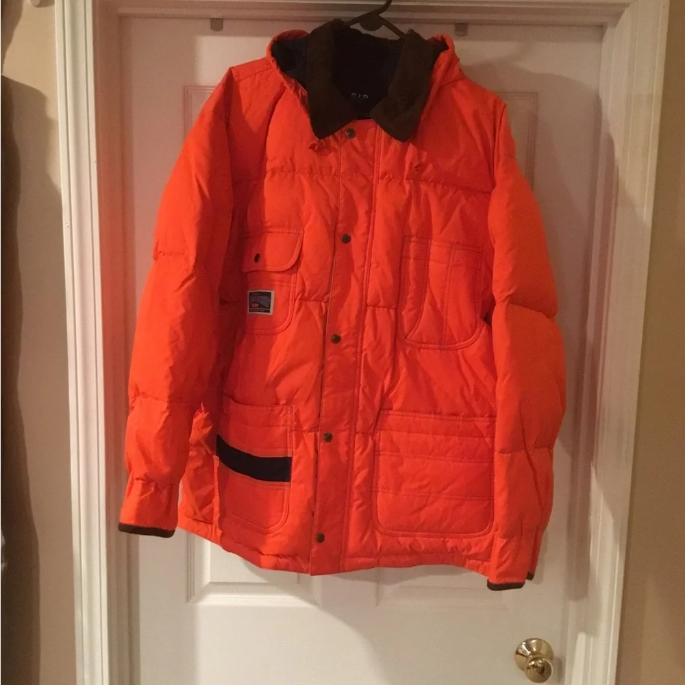 GAP Brand Bright Orange Ski Jacket with Patch Logo
